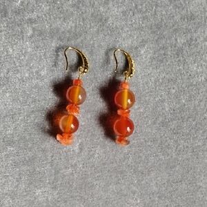 🎃HAND CRAFTED CARNELIAN BEADED EARRINGS🎃